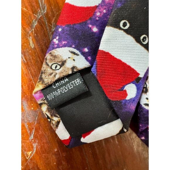 Knotty and Nice Holiday Space Cats Tie OS Purple, red Christmas Cats Space Pol - Picture 8 of 16